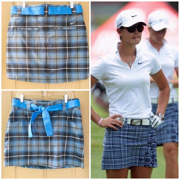 Nike Golf Skirt Blue Plaid Skirt +Shorts 8 Dri Fit